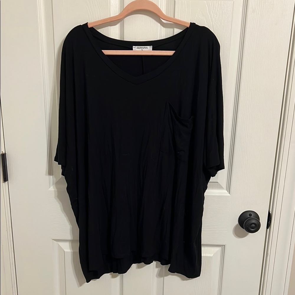 Zenana Black V-Neck Top - Large